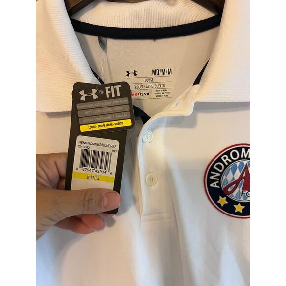 Under Armour polo Andromeda FC men size Medium white NEW - Picture 4 of 7